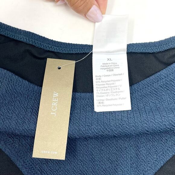 NEW J. Crew Textured Curved-waist Cheeky Bikini Bottom Blue Women’s XL BC050 $59 - Picture 5 of 10